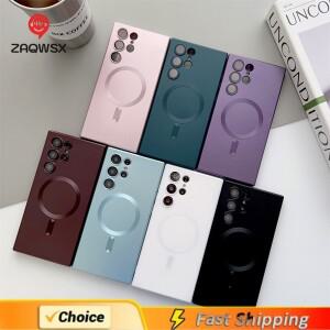 Magsafe 자기 무선 충전 케이스 삼성 호환 갤럭시 S24 S23 S22 S21 S20 Note20 울트라 플러스 TPU 소프트