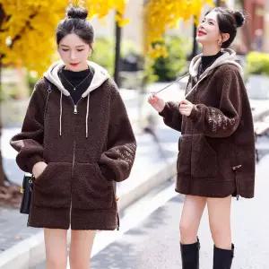 와칸다 여성 여자 롱 펠트 밍크코트 퍼 코트 플리스 패션 자켓 미디움 일체형 테일러드 KKE1