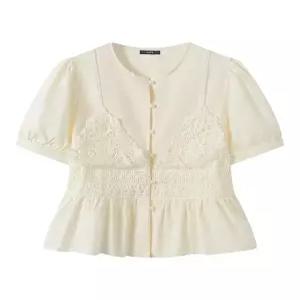 [GGPX]데일리 자수 레이어드 벌룬 반팔 블라우스 (GQBBA010D)