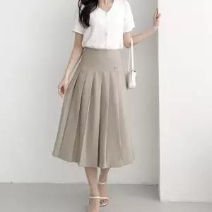 [옷자락]여자 하객룩 상견례룩 플리츠 반하이 스판 롱스커트