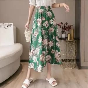 [하프클럽/]봄 여성스커트 밴딩 플라워 롱 쉬폰치마 A라인스커트