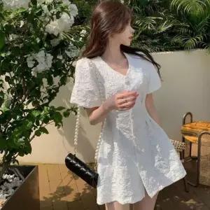 [라일리여성의류] Rly A라인 원피스 브이넥 미니 데이트룩 반팔 소개팅