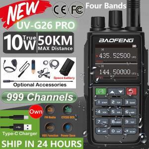 Baofeng UV-G26 PRO 워키 10W 듀얼 밴드 고출력 장거리 휴대용 999 채널 햄 FM 라디오 UHF 양방향