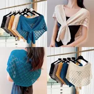 [라일리여성의류] Rly 벌집 크로스 숄 니트 가디건 에어컨 바람막이 카