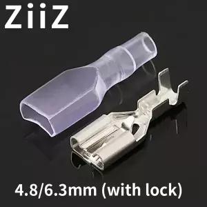 50/100Pcs 전선 커넥터 세트 4.8/6.3mm 잠금 암수 압착 단자 커넥터 황동 실버 자동차 스피커