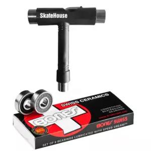 본즈 스위스 세라믹 스케이트보드 롱보드 롤러 베어링8팩 무료 도구모델 스케이트 스케이트하우스 T핸들