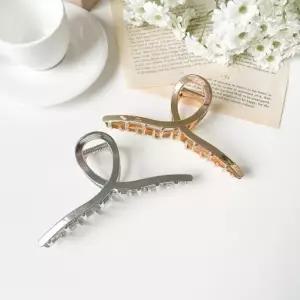 [옷자락]여자 고급 튼튼한 크로스 꼬임 메탈 대왕 집게핀