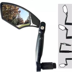 하프니 뉴 바 엔드 바이크 미러 HD 오토모티브 등급 유리 대형 표면 파손 방지 다각도 조절 가능