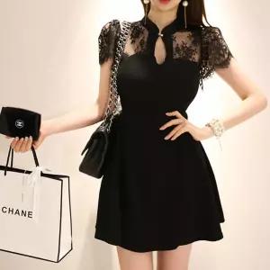 여자 레이스 원피스 디테일 A라인 드레스 여름 허리 미니 블랙 원픽2