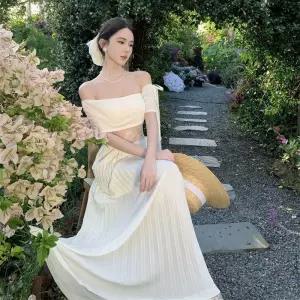 하계 원피스 여친 레이스 일자 어깨 프렌치 롱스커트 스커트2 원픽2