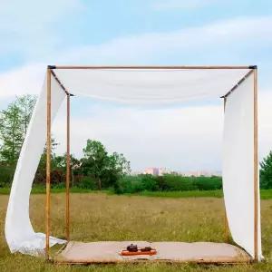 조립식 촬영 캐노피 커튼 소품 텐트 옥상 호텔 웨딩 우드 테라스 해변 야외