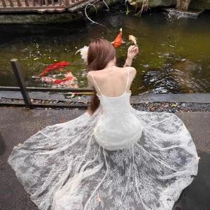 여성용 원피스 망사 여름 레이스 나시 롱스커트 절정의 바캉스 여미신 원픽2