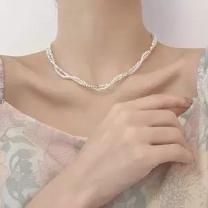 [옷자락]여자 사계절 데일리 비즈 레이어드 목걸이