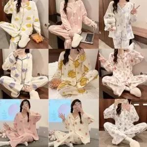 [라일리여성언더웨어] Rly 밀크 세미 카라 잠옷 상하의 홈웨어 12종 가을