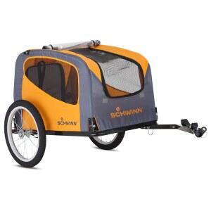 슈윈 라스칼 애완동물 트레일러, 최대 50파운드 또는 100파운드의 반려동물, 유니버설 커플러, 접이식 프레임, 퀵 릴리스 휠, 리어 도기 도어, 목줄, 세탁 가능 라이너, 버그 스크린, 반려동물용 자전거 트레일러