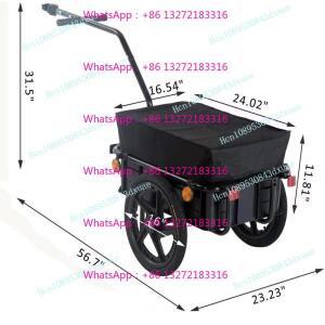 16인치 대형 바퀴 화물 자전거 트레일러 레인 커버  스탠드 포함 금속 프레임 카트 전기
