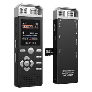 ESCYTEGR 144GB 디지털 음성 활성화 레코더 1536KBPS 오디오 레코더, 재생 레코딩 장치, 비밀번호 보호 기능이 있는 딕타폰 사운드 테이프 강의 및 회의용