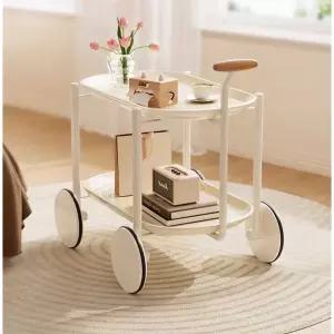미드센츄리모던 트롤리 티테이블 카트 화이트 사이드테이블