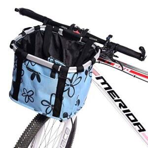 CZXJKKL 자전거 바구니, 접이식 소형 반려묘 반려견 캐리어 전면 탈착식 핸들바 바구니 빠른 출시 쉽게 설치 가능한 가방 산악 피크닉 쇼핑