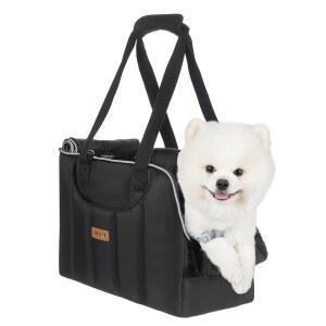 소형견 고양이용 개 지갑 캐리어 토끼 최대 13파운드, 크로스바디 스트랩이 있는 경량 애완동물 슬링 캐리어, 반려동물용 휴대용 강아지 소프트 사이드 토트백 하이킹, 트래블 블랙