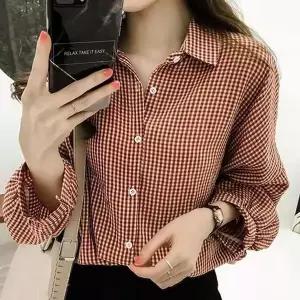 [하프클럽/]가오리핏 남방 셔츠 여성 데일리 체크 셔츠