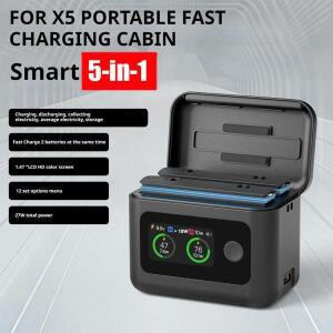 360 X5 고속 충전 박스 듀얼 슬롯 배터리 보관 케이스용 LED 디스플레이가 있는 스마트 27W 허브