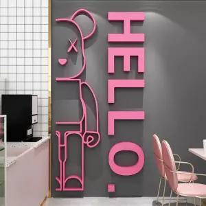 곰돌이 스티커 베어 헬로 3D 입체 벽면장식 카페 인테리어 DIY 데코