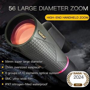 SAGA-가변 배율 단안 망원경 56 대형 조리개 야외 스포츠 등산 관찰