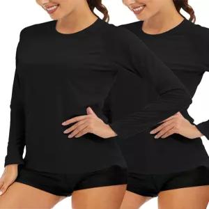 매그콤센 여성용 긴팔 셔츠 UPF 50 자외선 차단 퀵 드라이 수영 래쉬가드 낚시 운동 2팩