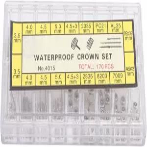 프쉬미 스테인리스 스틸 시계 크라운 스프링 나사 수리 세트 키트 보관함 포함 밴드 도구 액세서리 스트랩