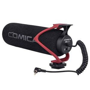 COMICA CVM-V30 LITE 비디오 마이크, 캐논 니콘 소니 파나소닉 DSLR 카메라용 슈퍼카디오이드 컨덴서 카메라 샷건 폰 안드로이드 스마트폰용 마이크 3.5mm 잭(빨간색)