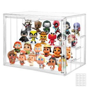 수집품용 아크릴 투명 디스플레이 케이스, 마그네틱 도어가 있는 레이어 조절 가능한 피규어 피규어용 대형 스태커블 쇼케이스 박스