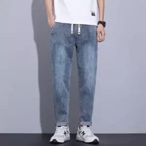 픽호샵 바지 남자 캐주얼 여름 스트링 밴딩 스판 청바지 배기 키작남 슬림핏 배기핏 꾹2
