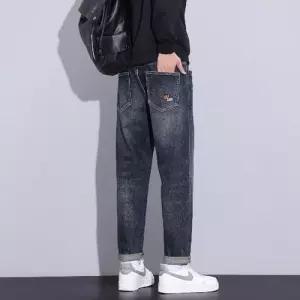 픽호샵 남성 팬츠 가을 캐주얼 데님 키작남 배기핏 청바지 밴딩 스트링 배기 꾹3