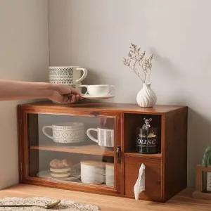 원목 진열장 그릇장 엔틱 미닫이 선반 찬장 유리 그릇 장식장 미니찬장 찻장 수납 미니