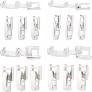 베네크리에이트 16 PCS 4 스타일 황동 목걸이 걸쇠 시계 접이식 스트랩 실버 팔찌 공예품용 밴드 연장기