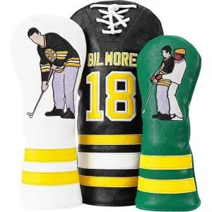 헤드 커버 재미있는 골프 헤드커버 가죽 드라이버 페어웨이 우드 및 하이브리드 고급 자수로 디자인된 영감