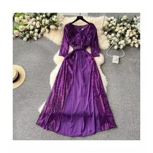 여자 원피스 레이스 스타일 브이넥 원템1 드레스 스팽글 스커트 롱 슬림