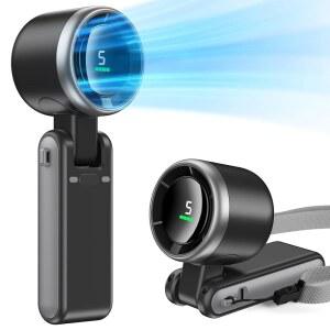 피모지 접이식 휴대용 선풍기 고속 충전식 야외 캠프 포켓 미니 남성 여성 조절 가능한 여행 소형 디지털 사무실 선물 5단 10000mAh 디스플레이 속도