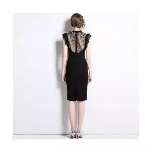 여자원피스 레이스 펀칭 힙스터룩 크로스 블랙 패치 원템1