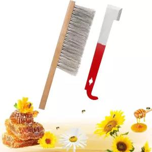 양봉을 위한 Atop 꿀벌 벌집 도구 스테인리스 스틸 J 및 천연 말털 브러시 프레임 터 양봉가용 스크래퍼