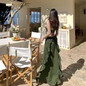 여자원피스 쉬폰 가을 프렌치 끈 스커트 홀터넥 슬립 비치 원피스 바캉스 롱 찰랑 원템3