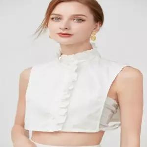 여성 레이스 차이나 코튼 페이크 블라우스 넥케이프 넥케이프 이너카라 레이어드카라