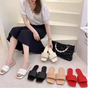 여성 위빙 플랫 슬리퍼 격자 짜임 여자슬리퍼 5컬러 여자신발 여성신발 여름신발
