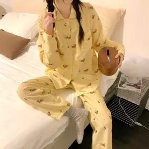 잠옷세트 도트 MN 잠옷 카디건 커플 세트 학생 캐릭터 컴포트 긴팔 봄가을 OOTD1