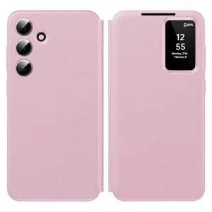 삼성 갤럭시 S25 플러스 스마트 스몰 스크린 뷰, S-View 지갑 폰 케이스, 케이스 윈도우 커버, 5G 핑크 플