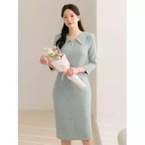 시크라인 ~XXL까지 메유 플랫카라 H라인 트위드 원피스 봄 가을 하객룩 오피스룩 모임룩 격식룩 빅사이즈12