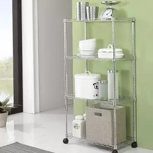 철제 이동식 선반 수납 진열대 선반장 이동식 메탈 선반 4단 틈새 수납장 틈새장