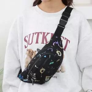 스트릿패션 남여공용 홀로그램 크로스백 힙색 가방 허리가방 미니힙색 가죽힙색