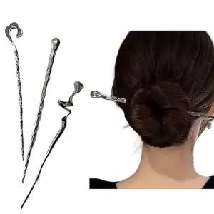 실버 메탈 올림머리 비녀 뒤꽂이 반묶음 머리장식 올림머리비녀 반머리비녀 비녀핀